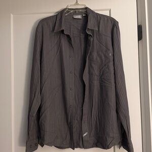 Vans Striped Grey Long Sleeve Button Shirt Size M